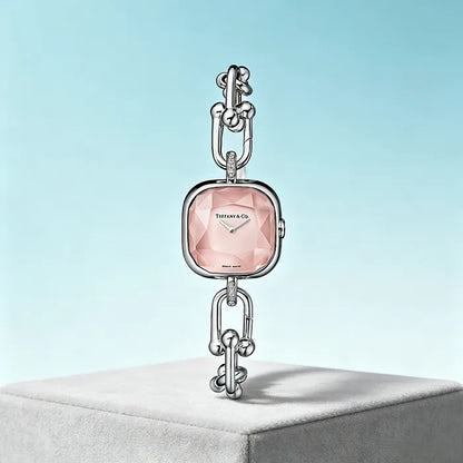 Tiffany HardWear watch, sterling silver and steel, set with diamonds.