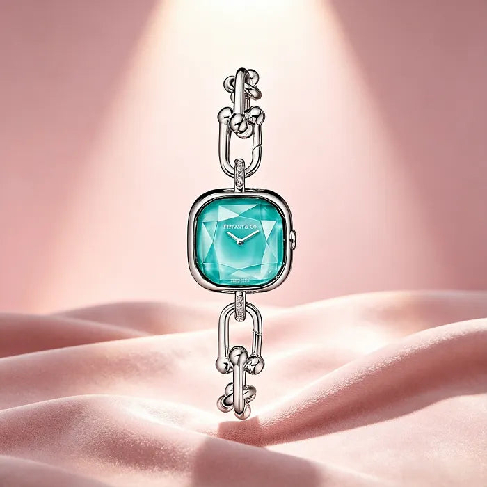 Tiffany HardWear watch, sterling silver and steel, set with diamonds.